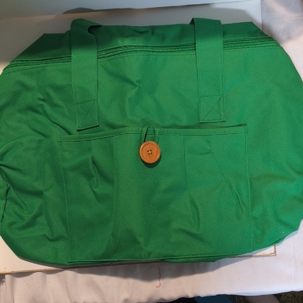 Vibrant Green Tote with Button Detail